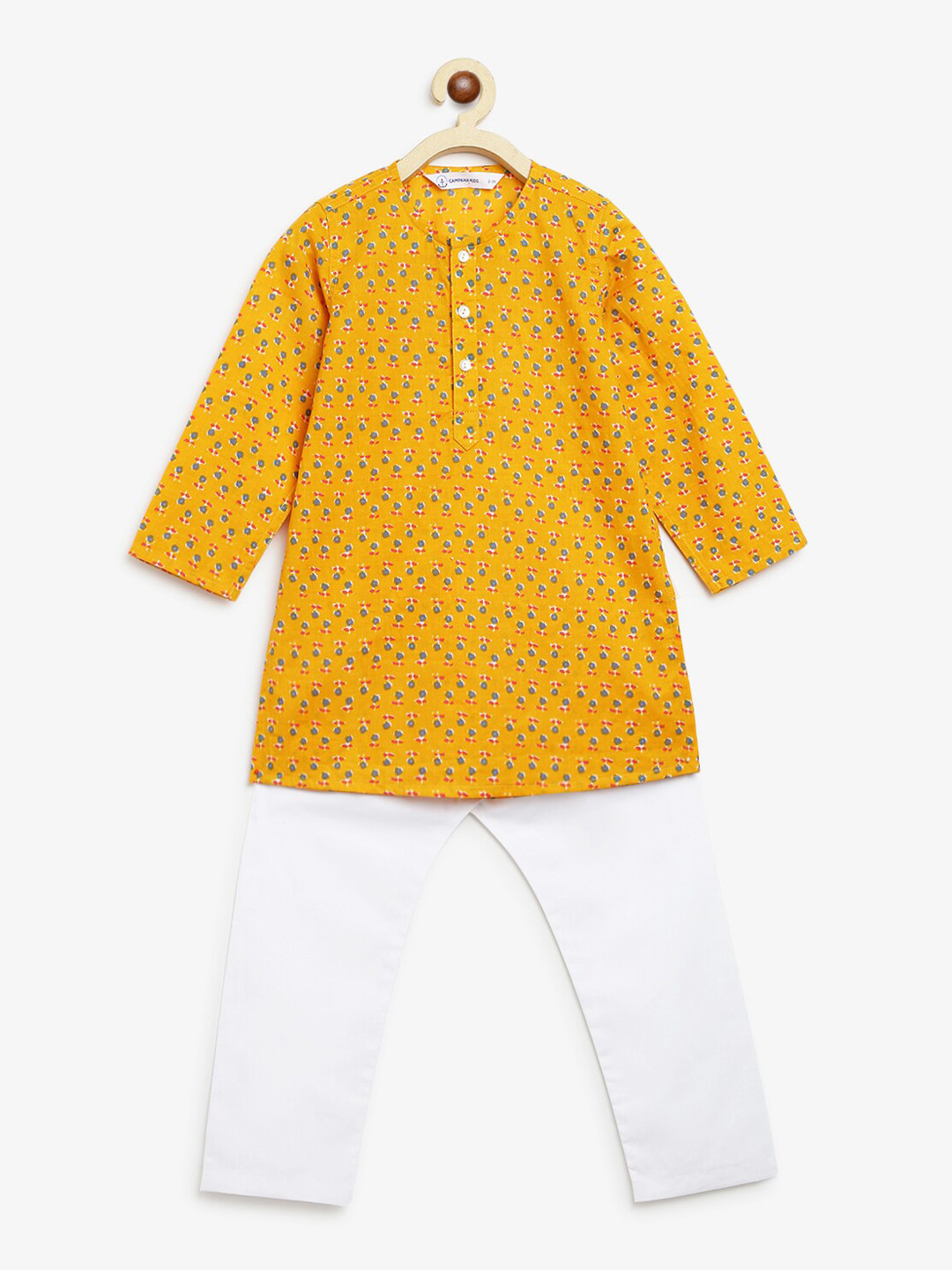 Campana Boys Ethnic Motifs Printed Pure Cotton A-Line Kurta with Pyjamas