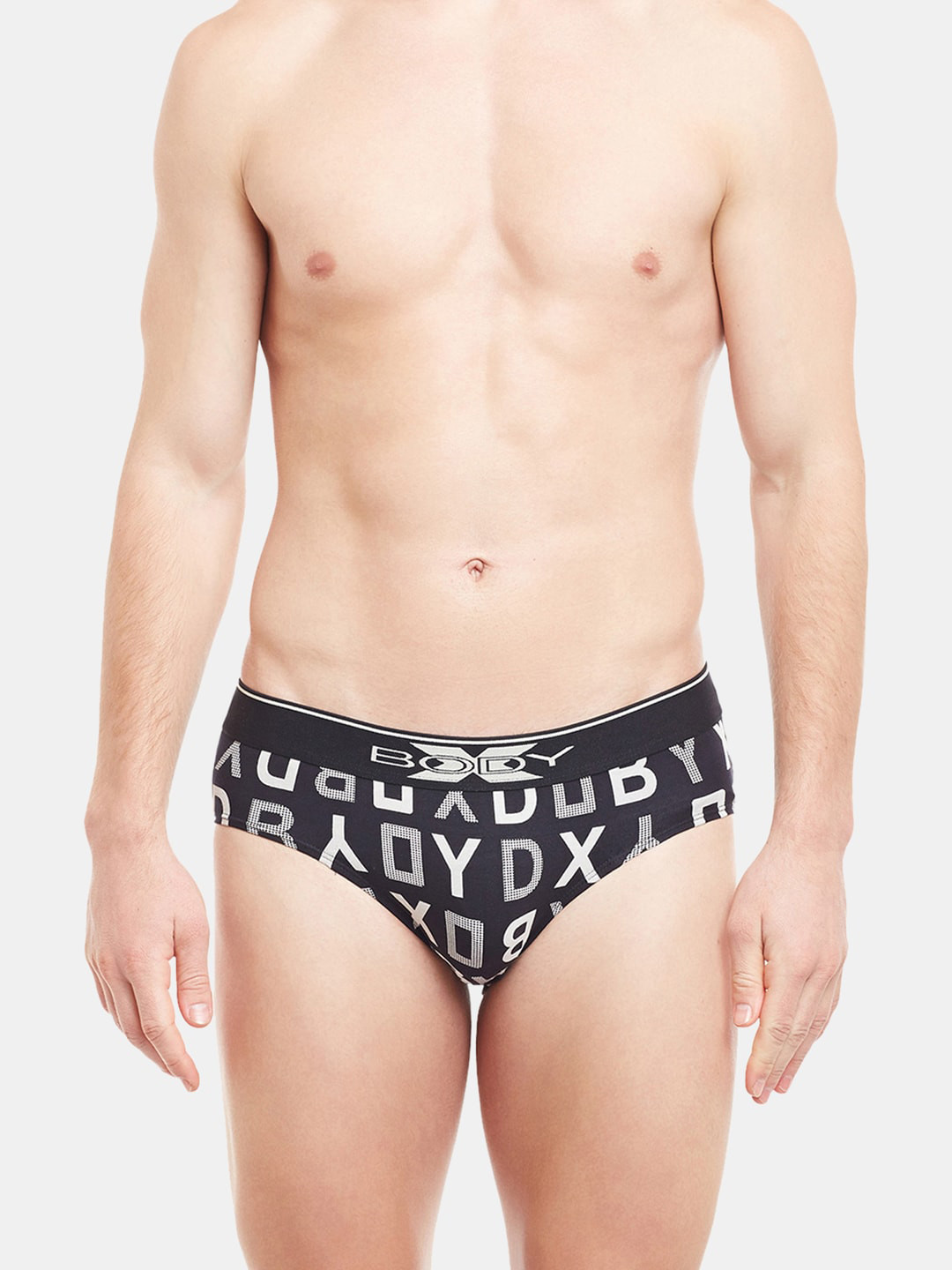 BODYX Men Printed Cotton Basic BriefsBX04B-BLACK-PRINT-S
