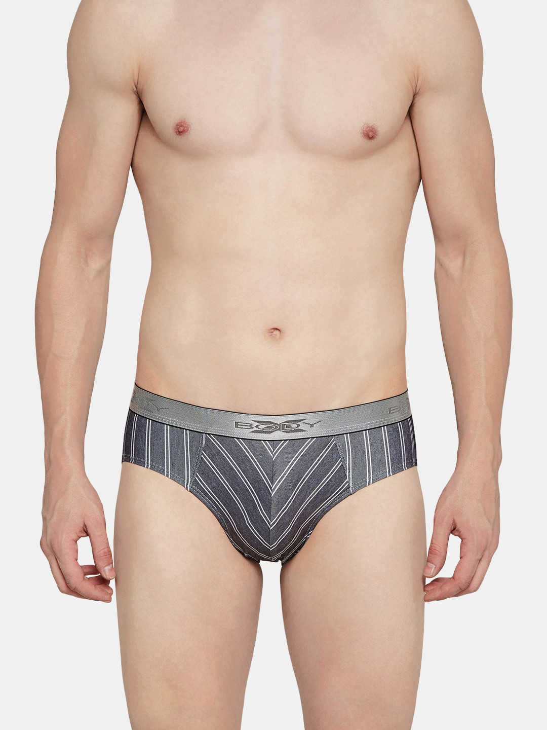 BODYX Striped Pure Cotton Basic Brief BX27B-WHITE-STRIPE-XL