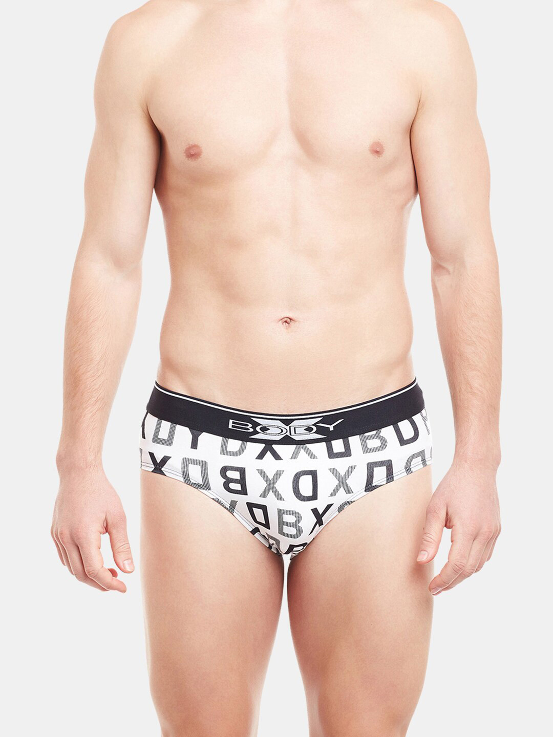 BODYX Men Low-Rise Typography Printed Basic Briefs BX04B-WHITE-PRINT-S
