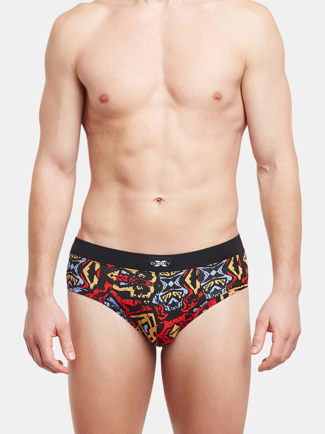 BODYX Men Abstrat Printed Low-Rise Basic Briefs BX06B-MULTI-PRINT-XL