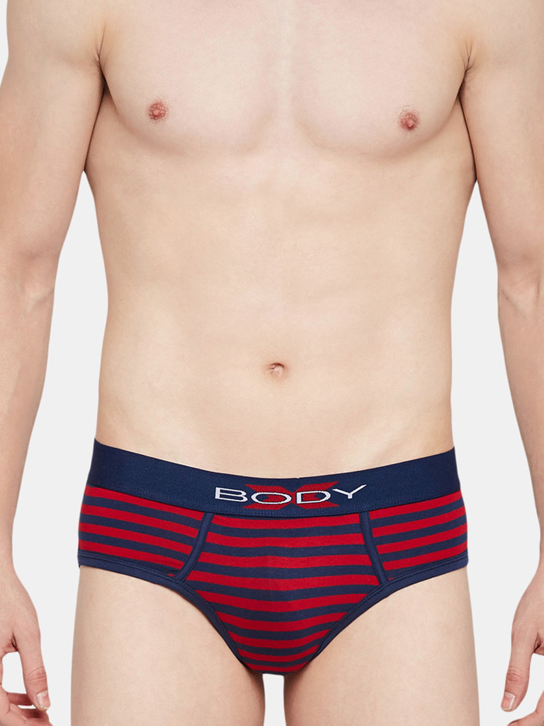 BODYX Striped Basic Briefs BX03B-NAVY-STRIPE-S