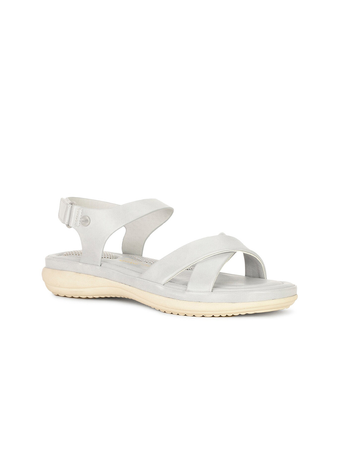 Bata comfit Cross Strap Open-Toe Flats With Velcro Closure