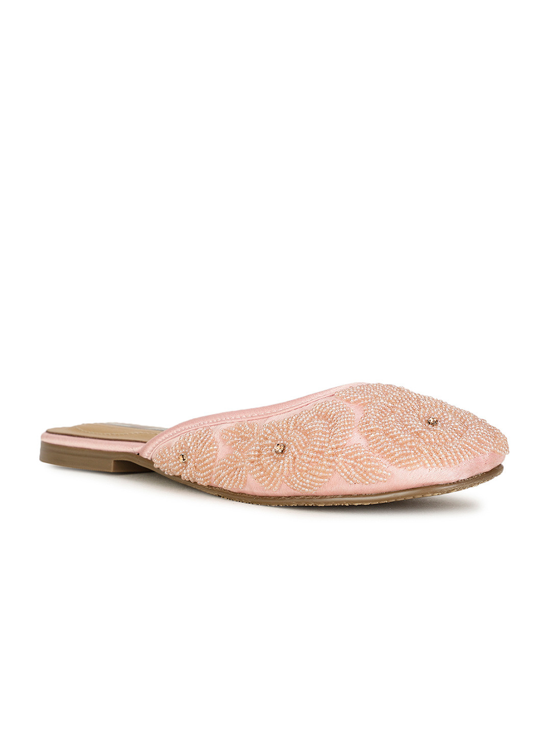 Bata Pink Embellished Round Toe Mules