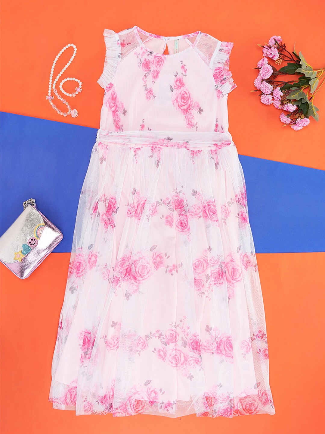 Pantaloons Junior Off White Floral Print Fit & Flare Dress