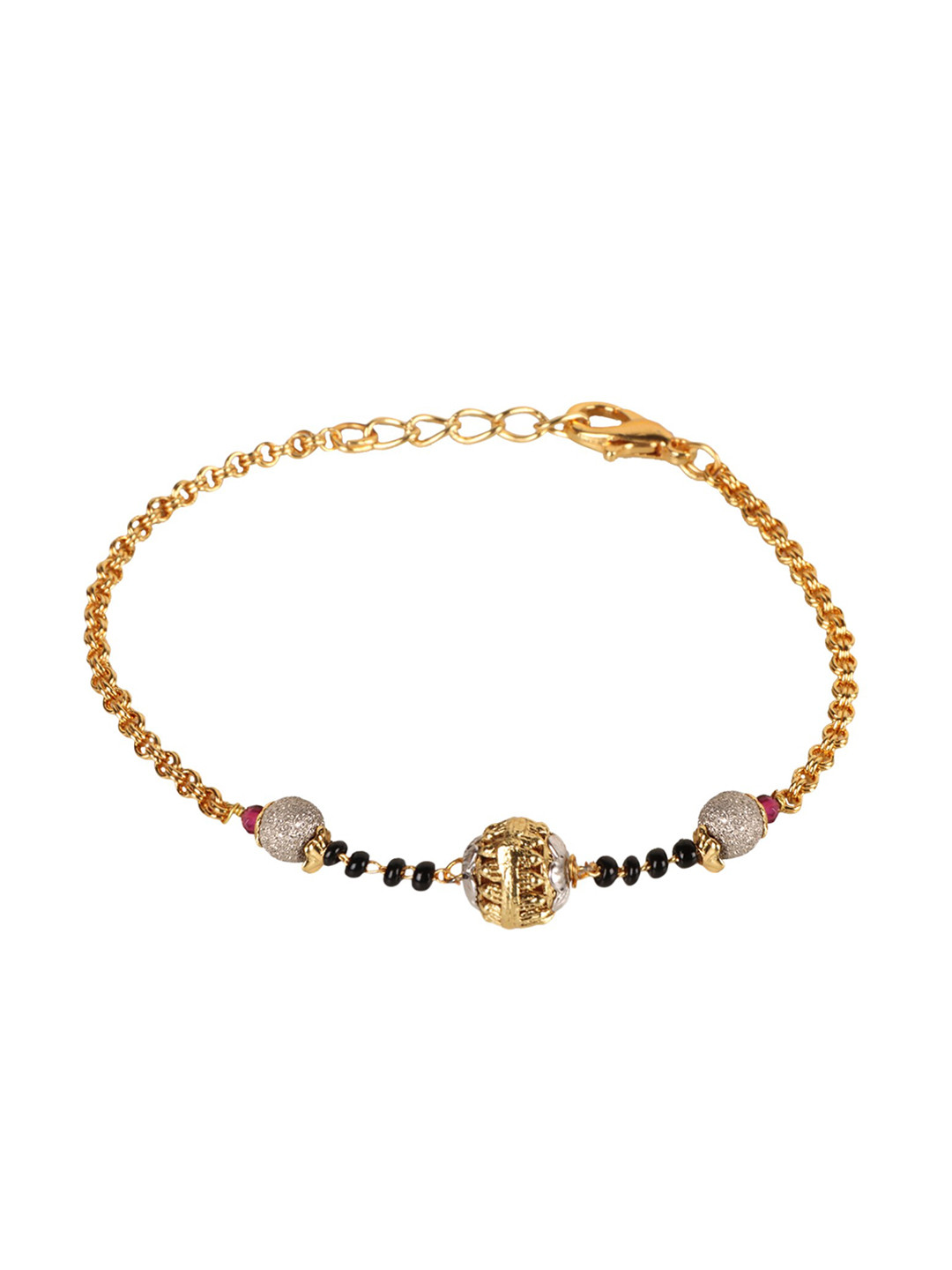 JEWELS GEHNA Gold-Plated & Beaded Hand Mangalsutra