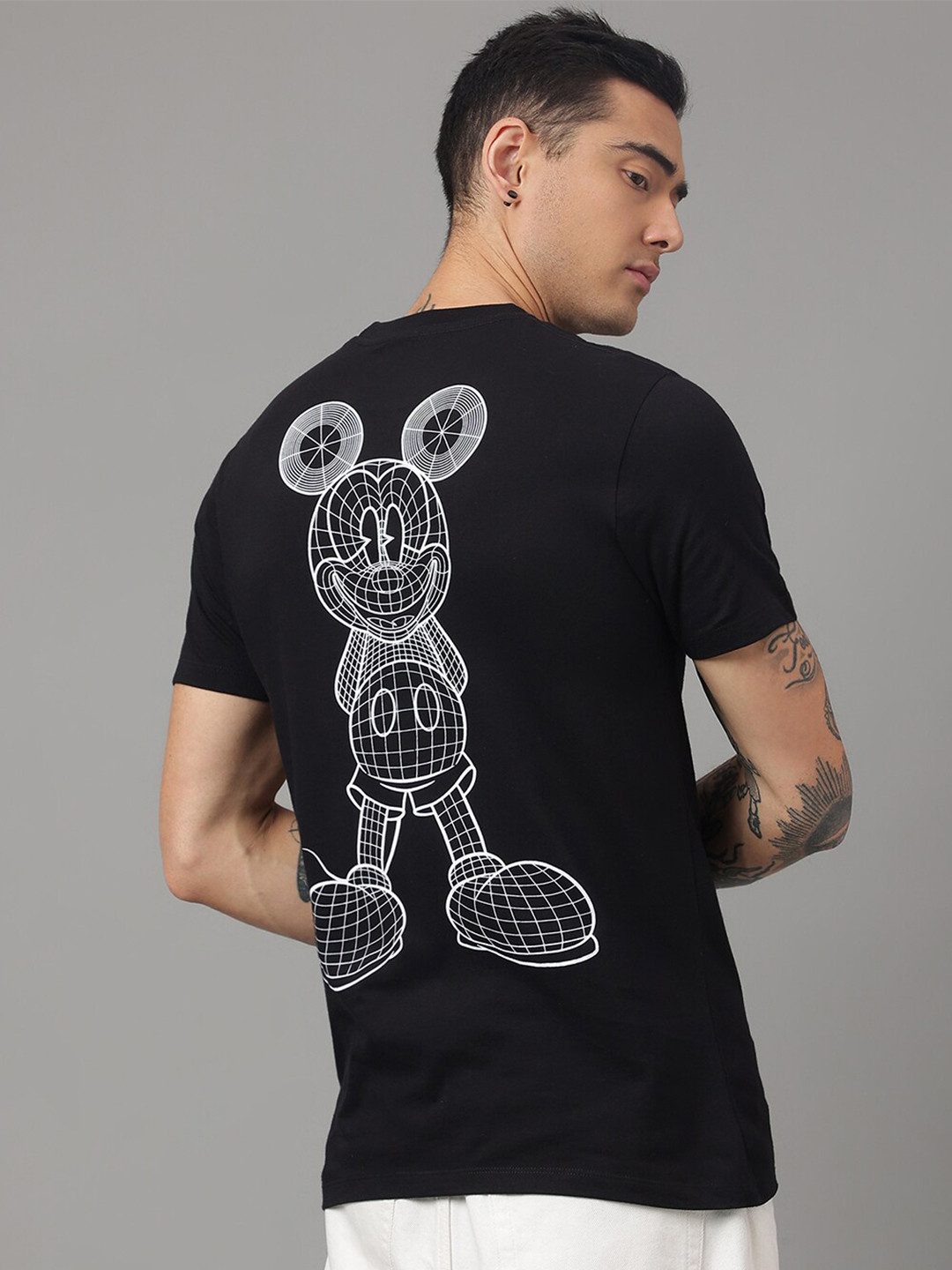 Free Authority Mickey & Friends Front & Back Printed Round Neck Regular Fit T-shirt