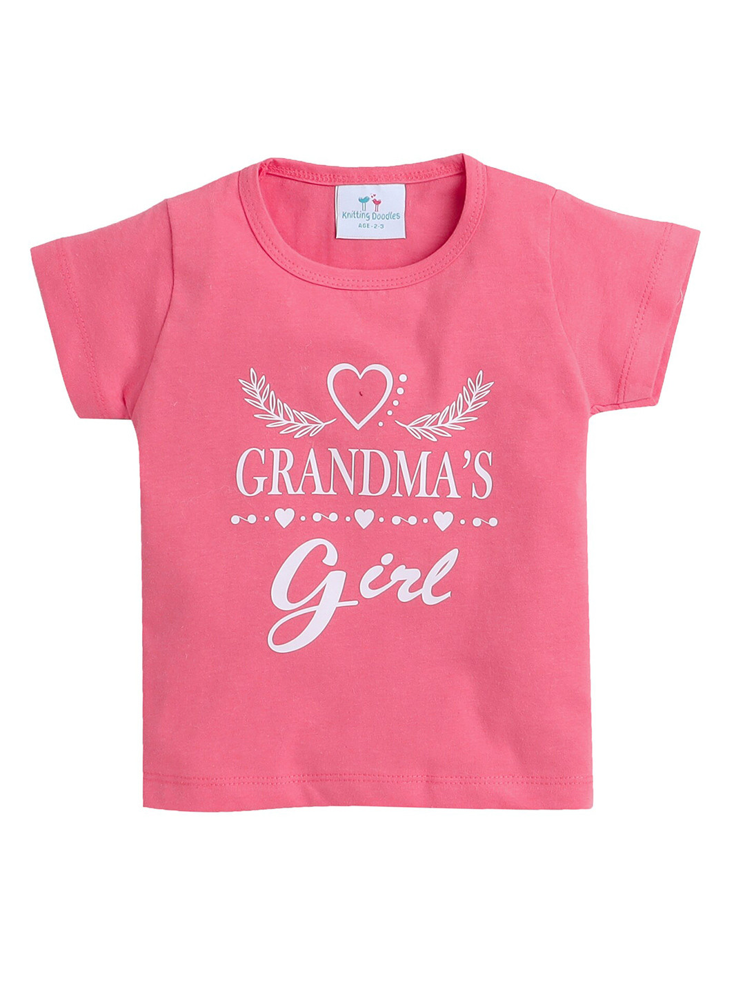 Knitting Doodles GirlsTypography Printed Round Neck Regular Fit Cotton T-Shirt