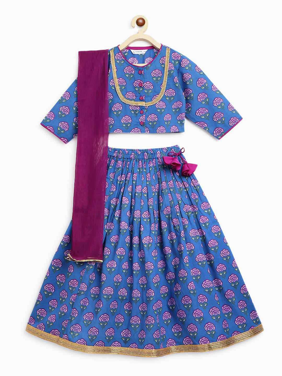 Campana Ethnic Printed Beads Work Ready to Wear Lehenga & Blouse With Dupatta