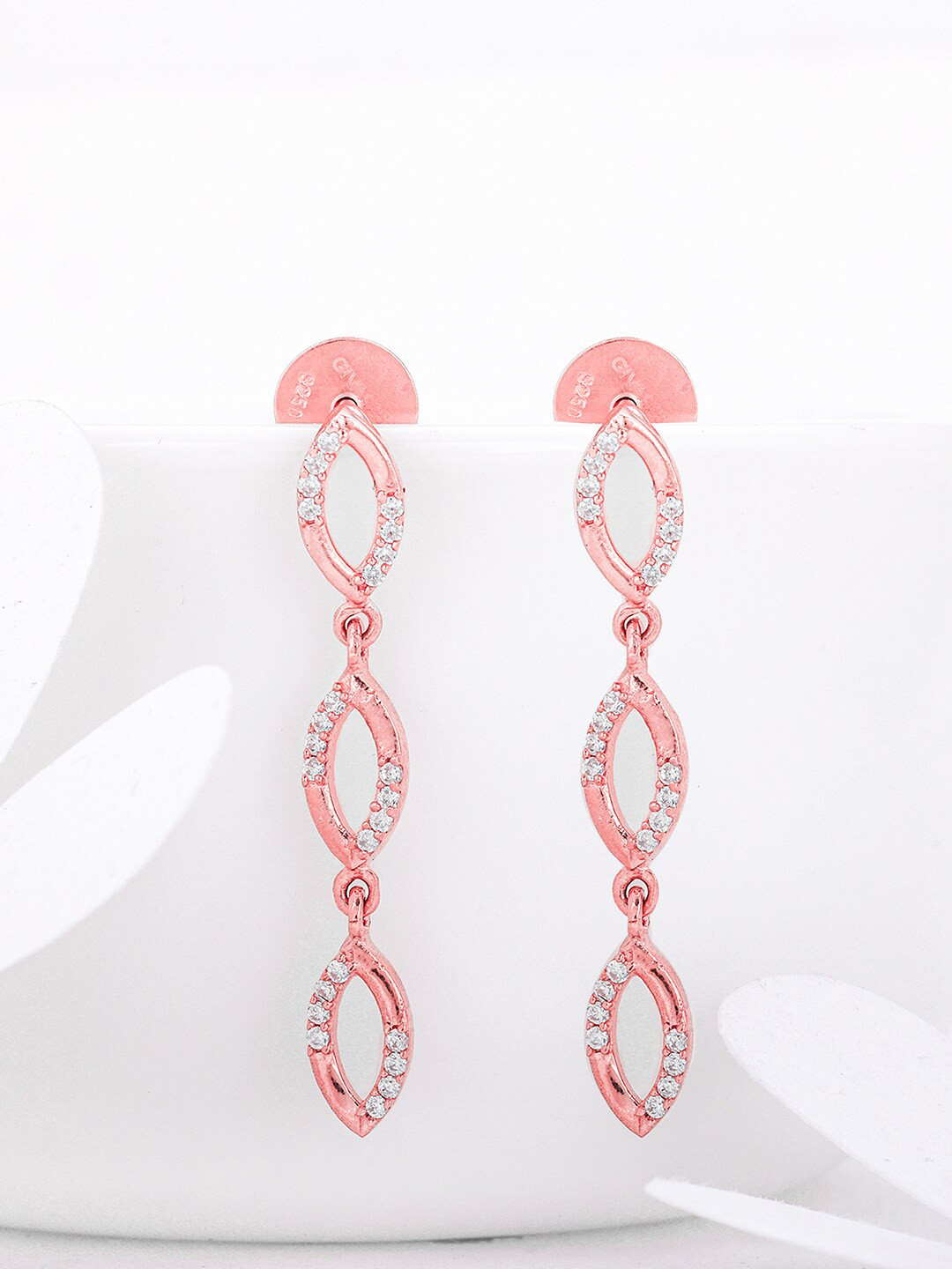 GIVA 925 Sterling Silver Rose Gold-Plated Contemporary Drop Earrings