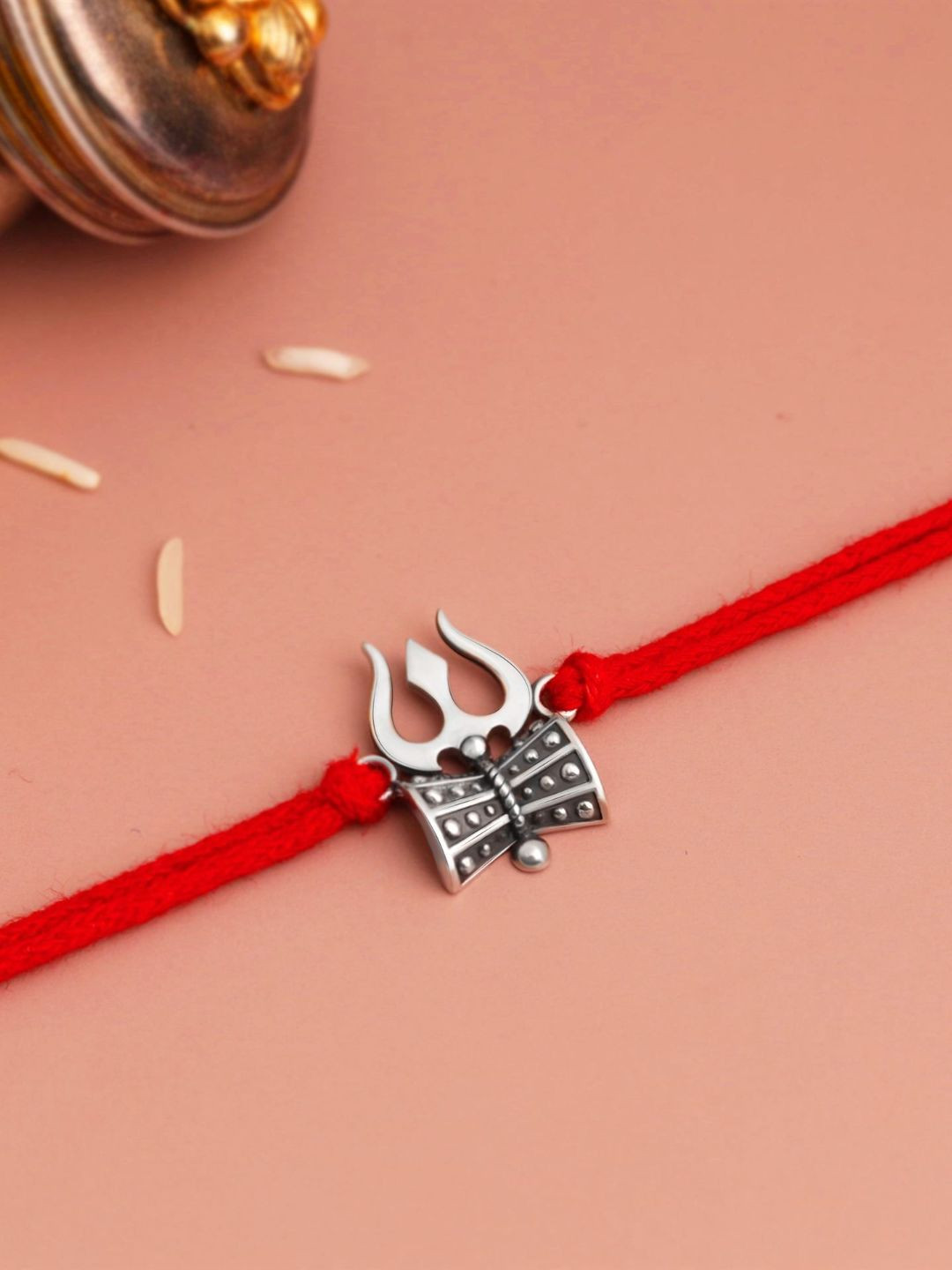 KUBERBOX Kids 925 Sterling Silver Trishul-Damru Rakhi