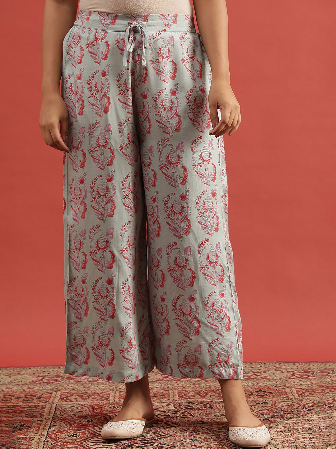 Folk Song Women Ethnic Motifs Printed Wide Leg Palazzos