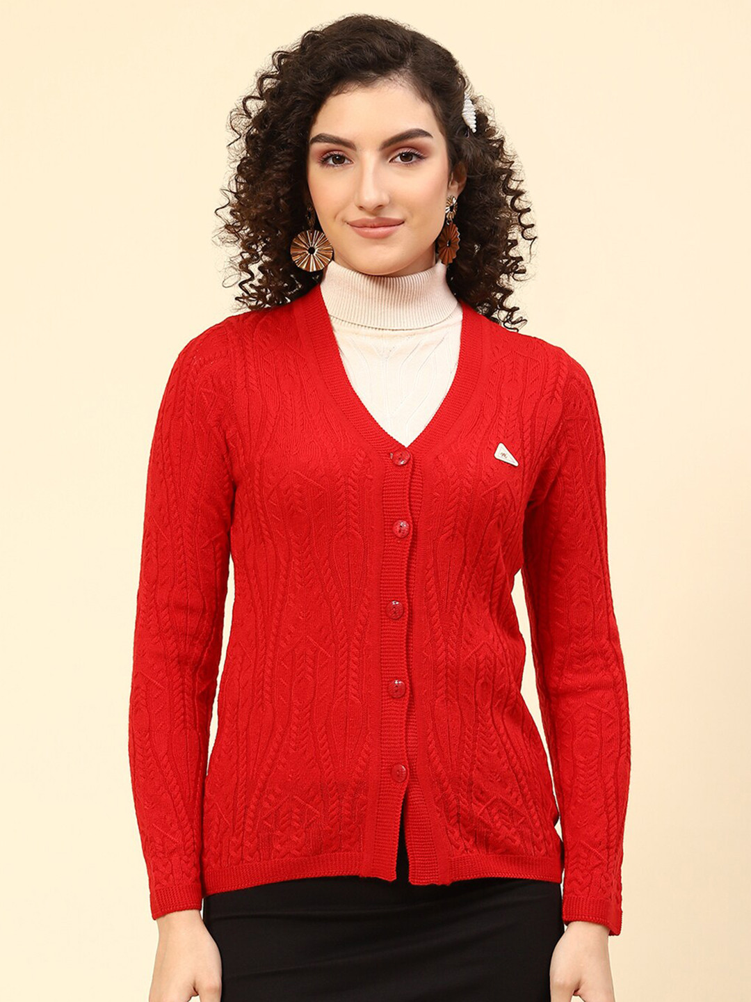 Monte Carlo Cable Knit V-Neck Woollen Cardigan
