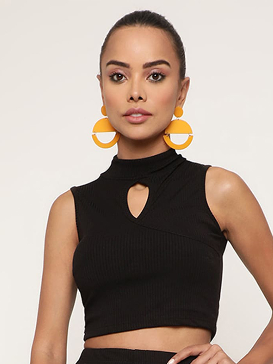 BAESD High Neck Cut Out Ribbed Tank Crop Top