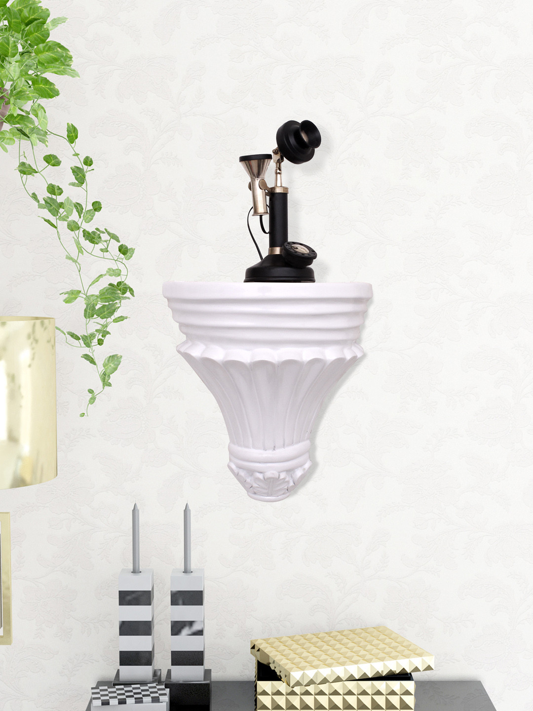 Home Sparkle White Metal Basic Wall Shelf