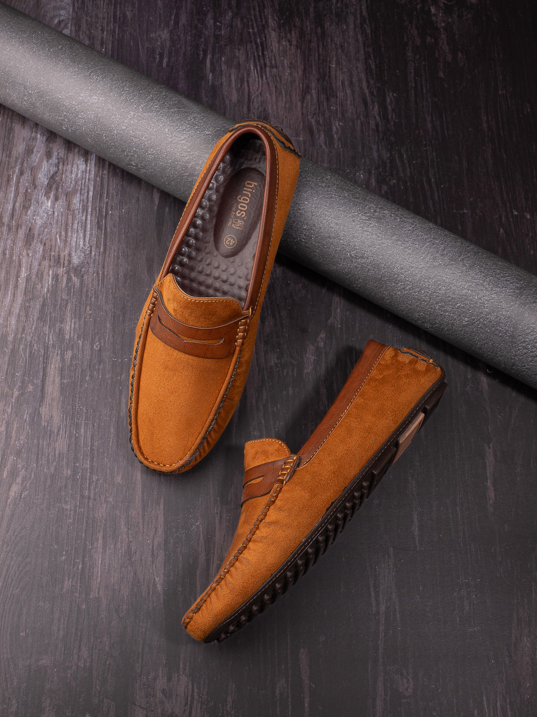 birgos Men Slip-On Suede Driving Shoes