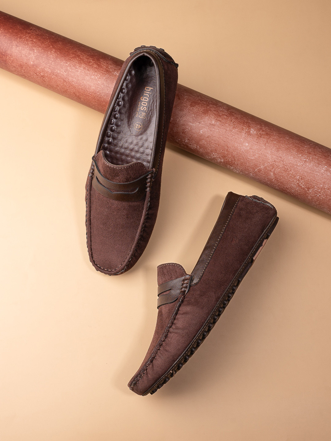 birgos Men Slip-On Suede Driving Shoes