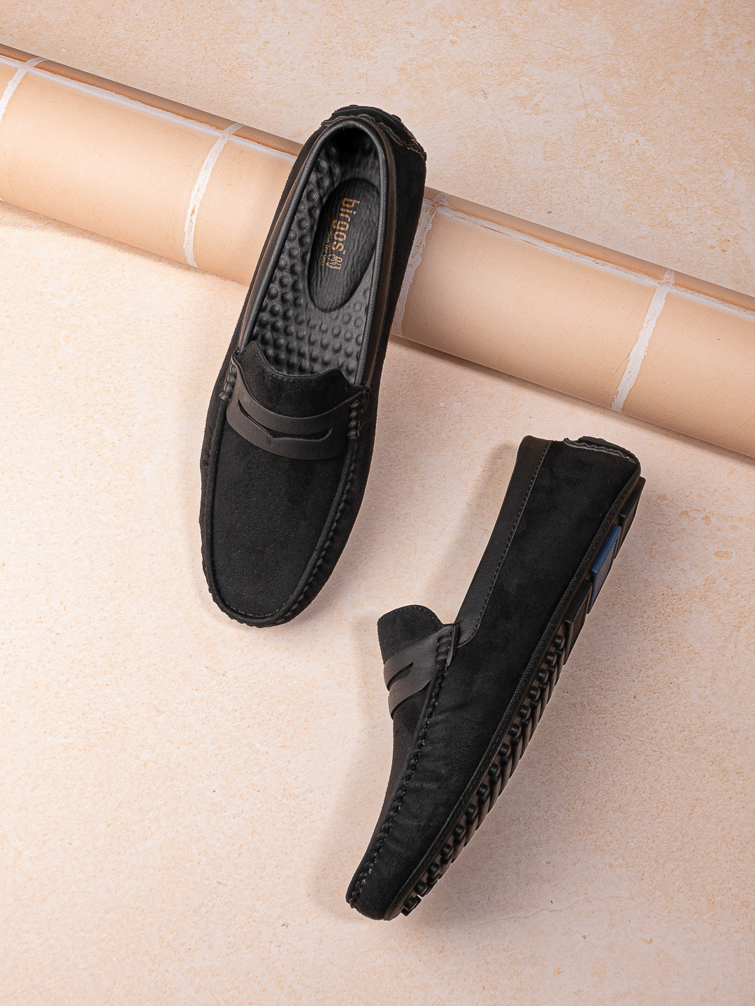birgos Men Slip-On Suede Driving Shoes