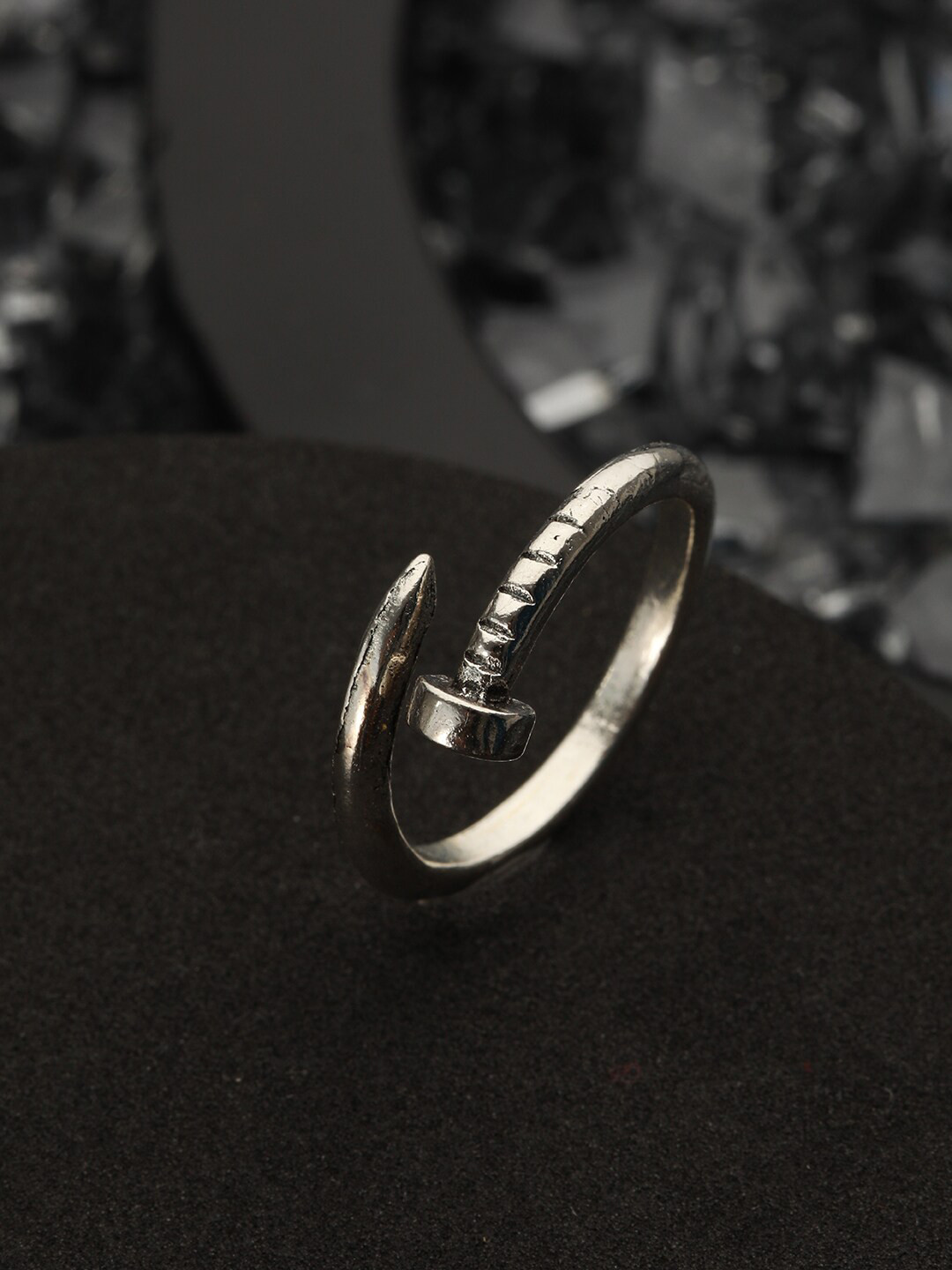 Bold by Priyaasi Men Silver Plated Adjustable Finger Ring