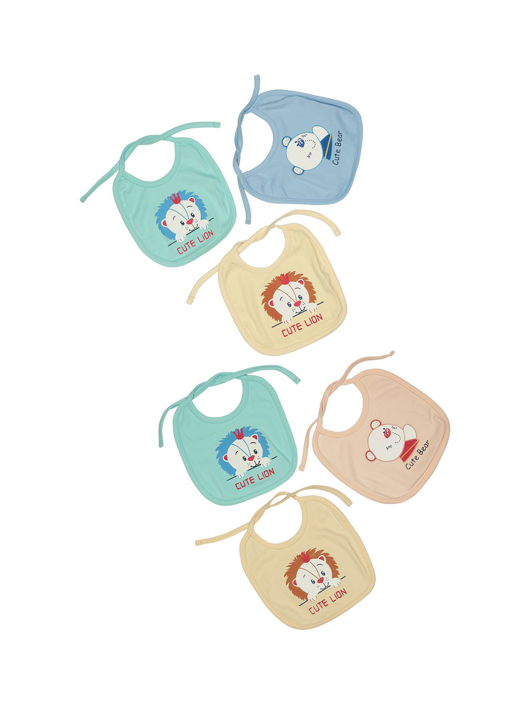 Bodycare Infant Kids Pack Of 6 Assorted Round Neck Cotton Bibs