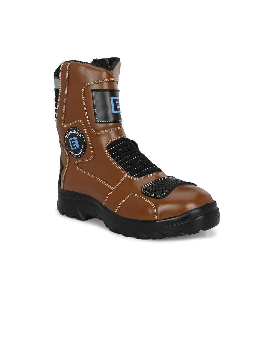 Eego Italy Men Colourblocked Leather Water Resistant Biker Boots