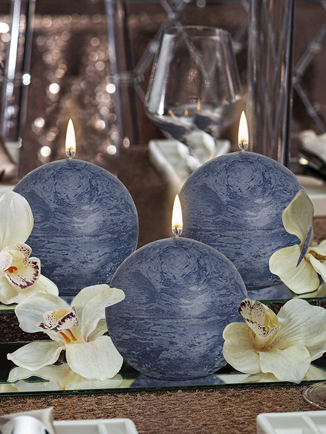 Aromatic Fables Ocean Breeze 3Pcs Scented 1 Wick Solid Round Regular Pillar Candles