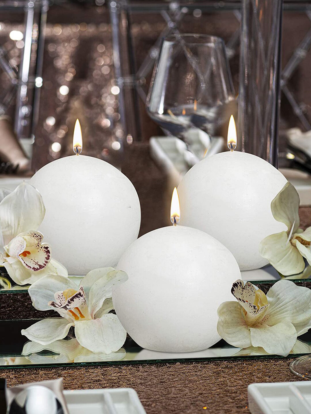 Aromatic Fables Printed 3Pcs Scented 1 Wick Vanilla Solid Round Regular Pillar Candles