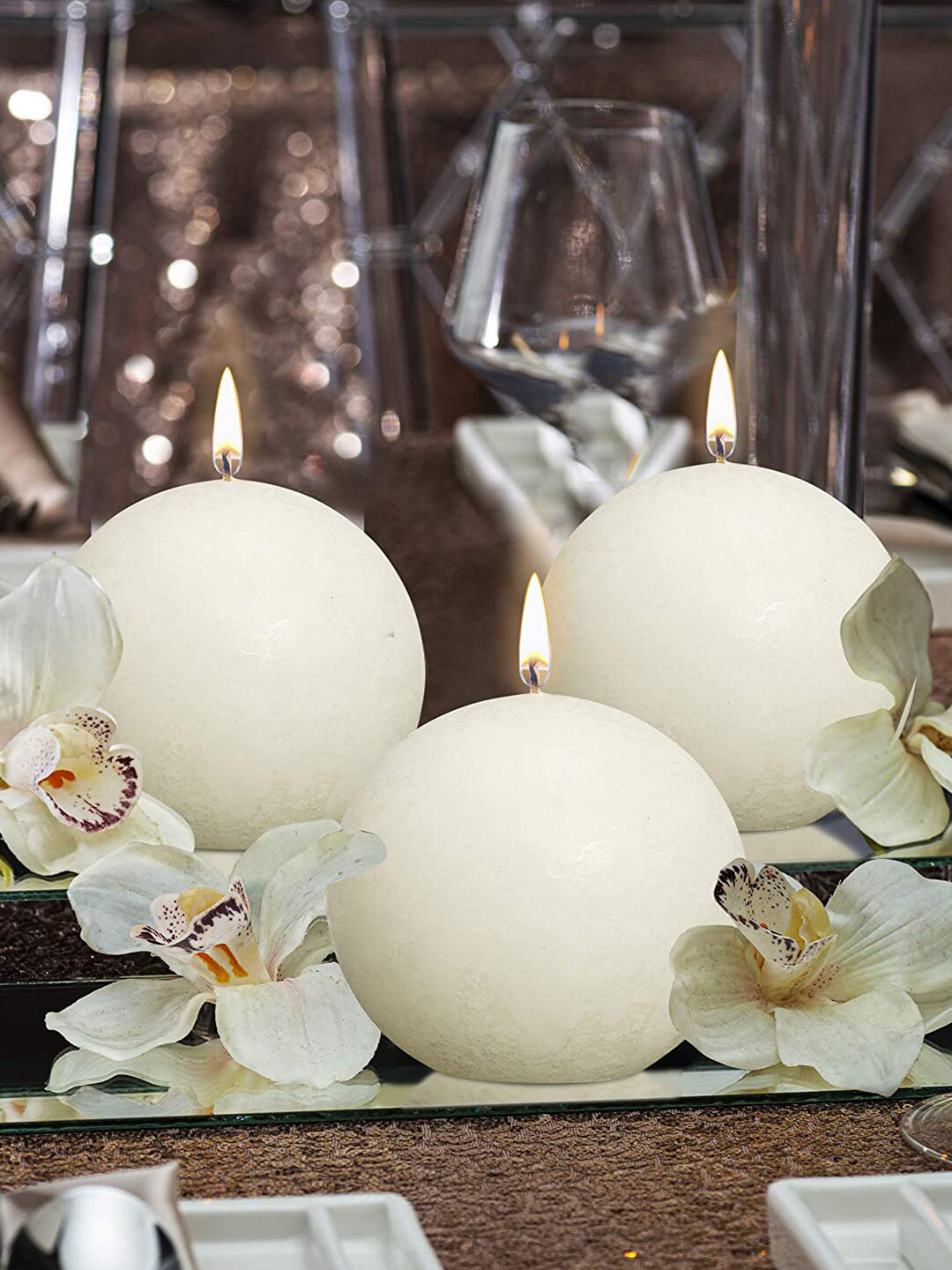 Aromatic Fables 3Pcs Scented 1 Wick Jasmine Solid Round Regular Pillar Candles