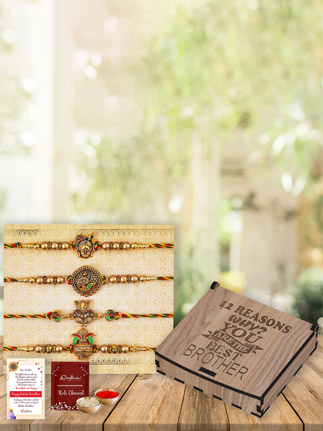 eCraftIndia Set Of 4 Charm Detail Rakhis With Puzzle