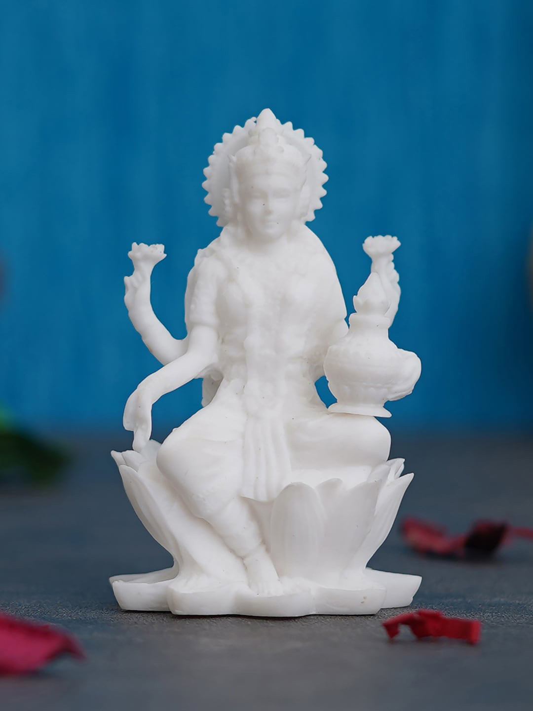 eCraftIndia Unisex Set of 4 Floral Lumba Designer Rakhis With Lakshmi Statue