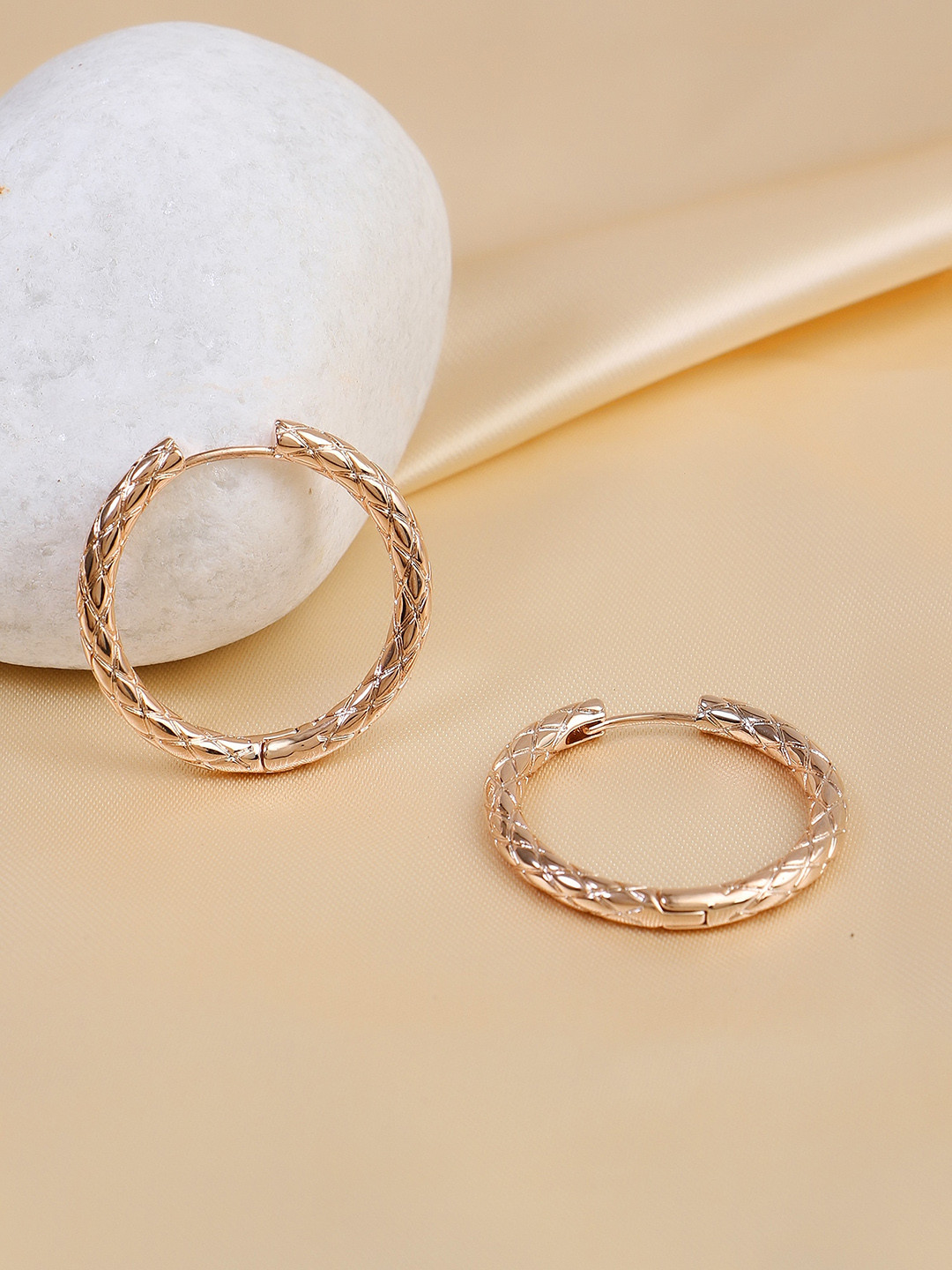 Adwitiya Collection Rose Gold Plated Circular Hoop Earrings