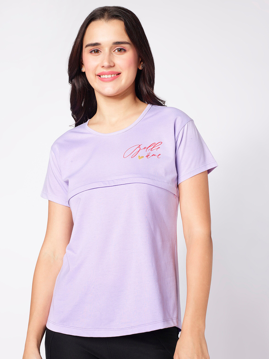 beebelle Lavender Round Neck Maternity Top