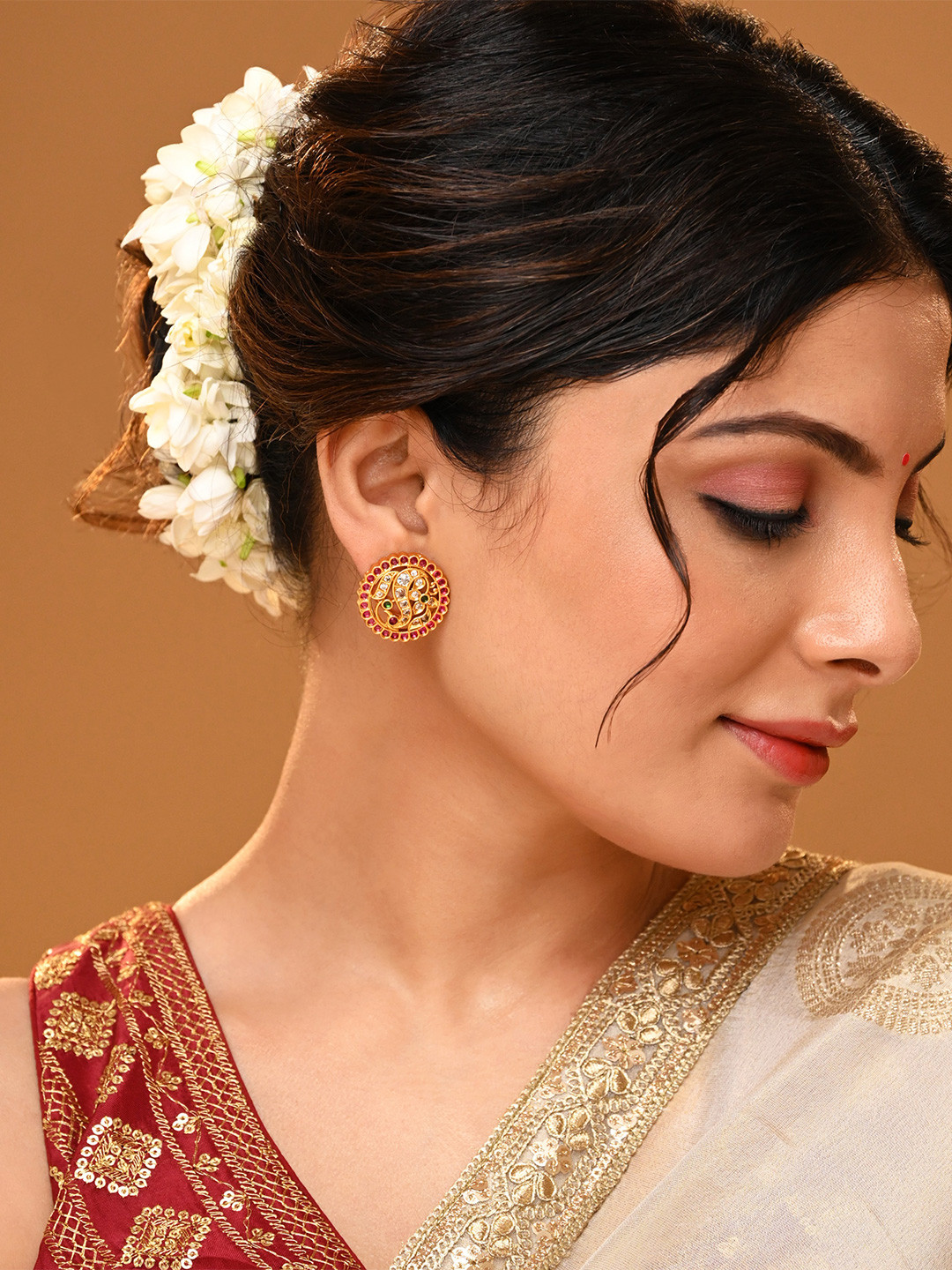 Vriksham Brass-Plated Contemporary Studs Earrings