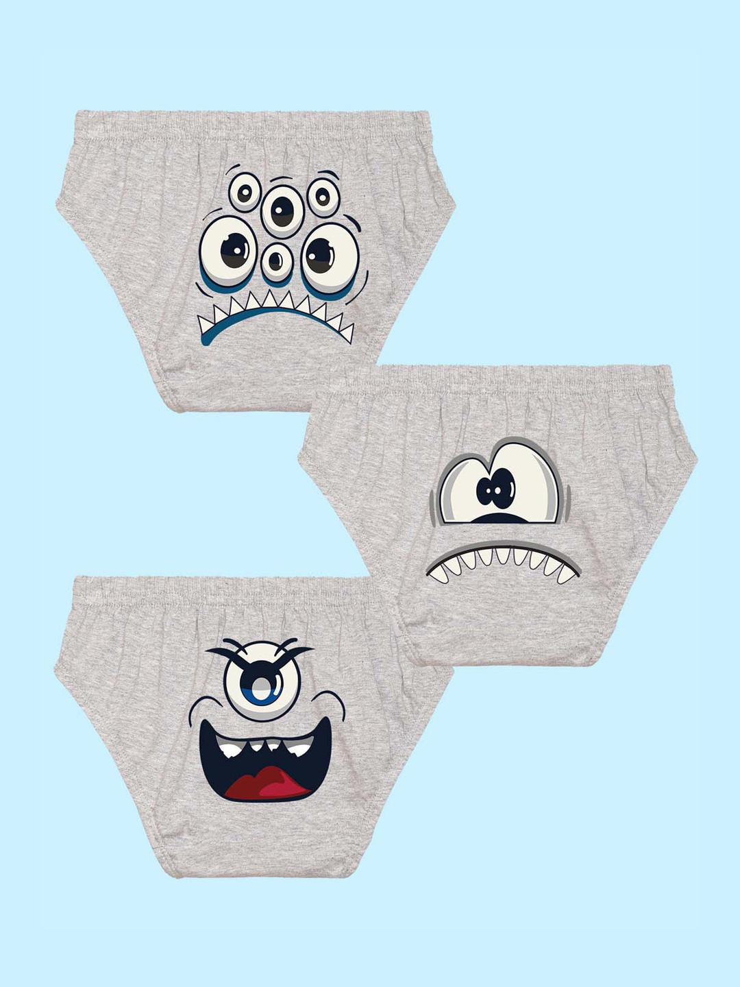 NUSYL Boys Pack Of 3 Printed Cotton Basic Briefs NUBCBRFPO3.0095