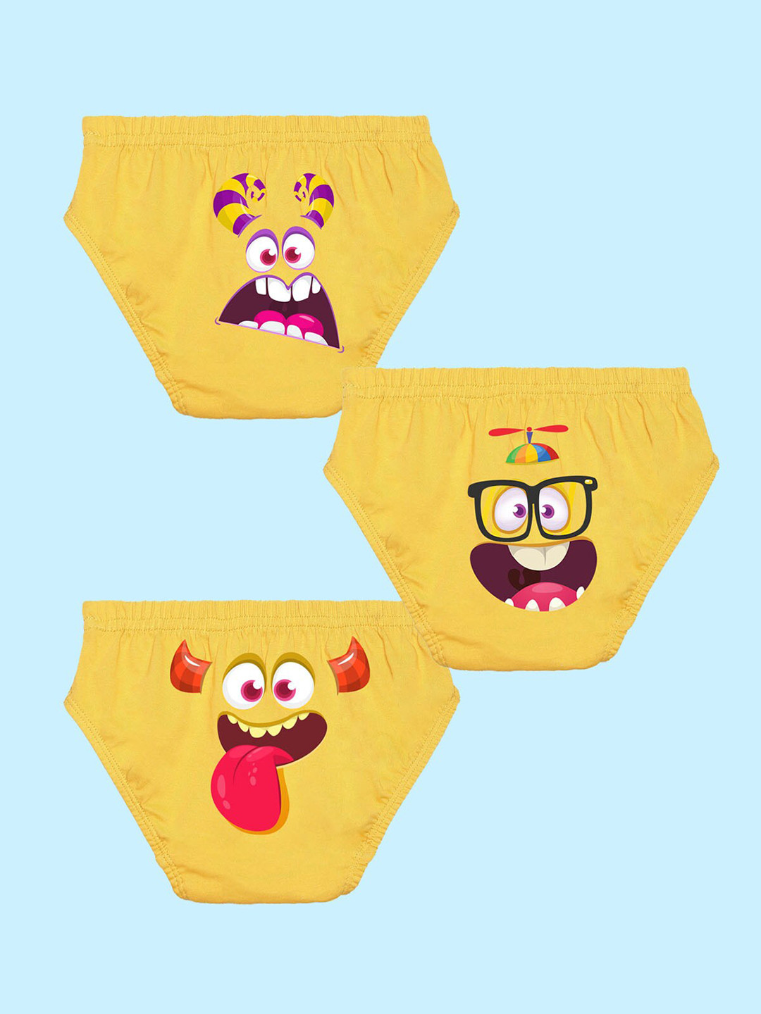 NUSYL Boys Pack Of 3 Printed Pure Cotton Basic Briefs NUBCBRFPO3.0113
