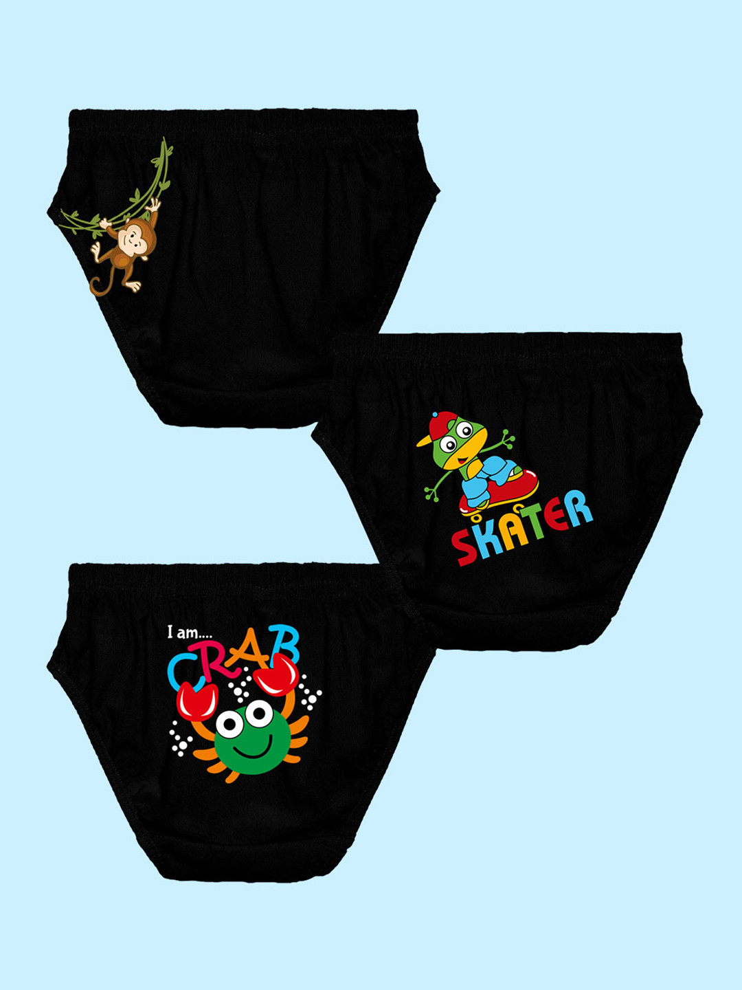 NUSYL Boys Pack Of 3 Printed Pure Cotton Basic Briefs NUBCBRFPO3.0106