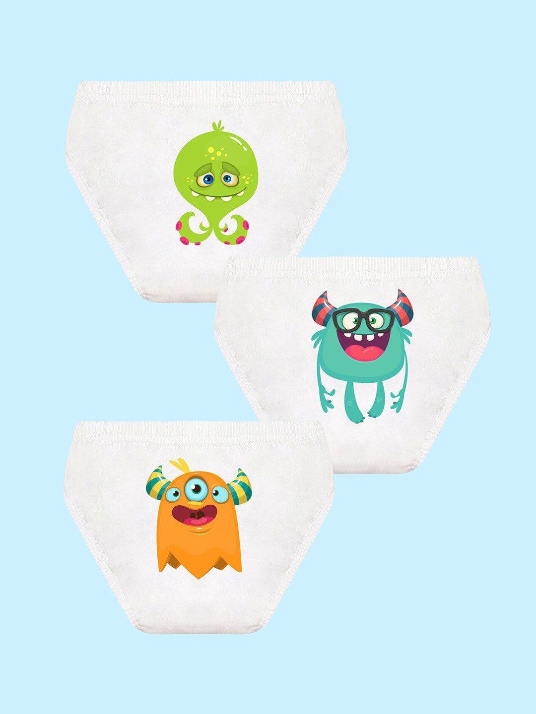 NUSYL Boys Pack Of 3 Cartoon Printed Pure Cotton Basic Briefs NUBCBRFPO3.0087