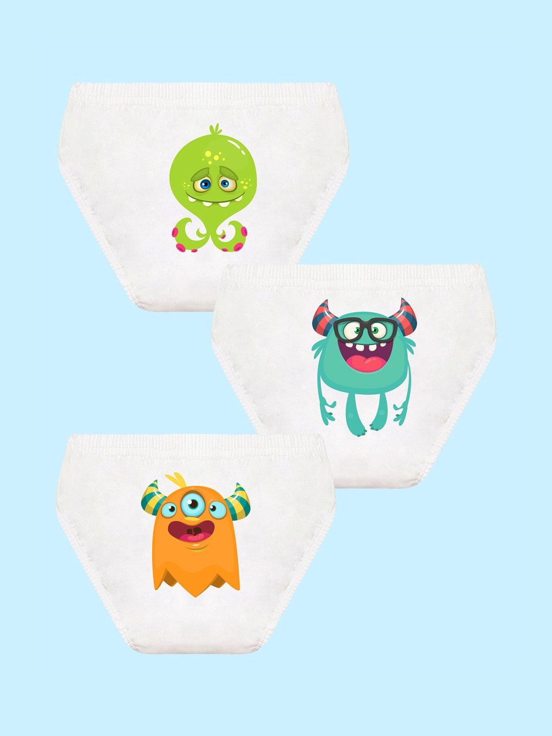 NUSYL Boys Pack Of 3 Printed Pure Cotton Basic Briefs NUBCBRFPO3.0087