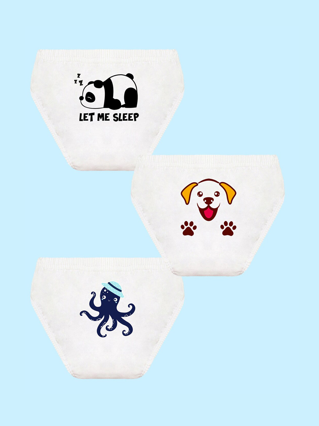 NUSYL Boys Pack Of 3 Assorted Pure Cotton Basic Briefs NUBCBRFPO3.0099