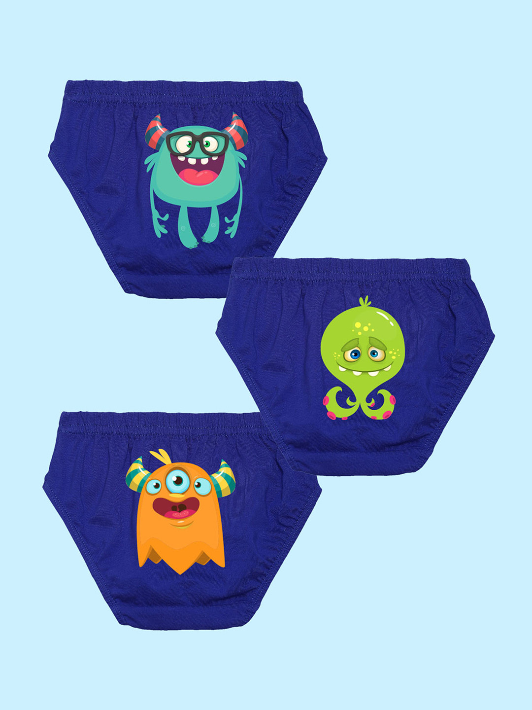 NUSYL Boys Pack Of 3 Assorted Pure Cotton Basic Briefs NUBCBRFPO3.0089