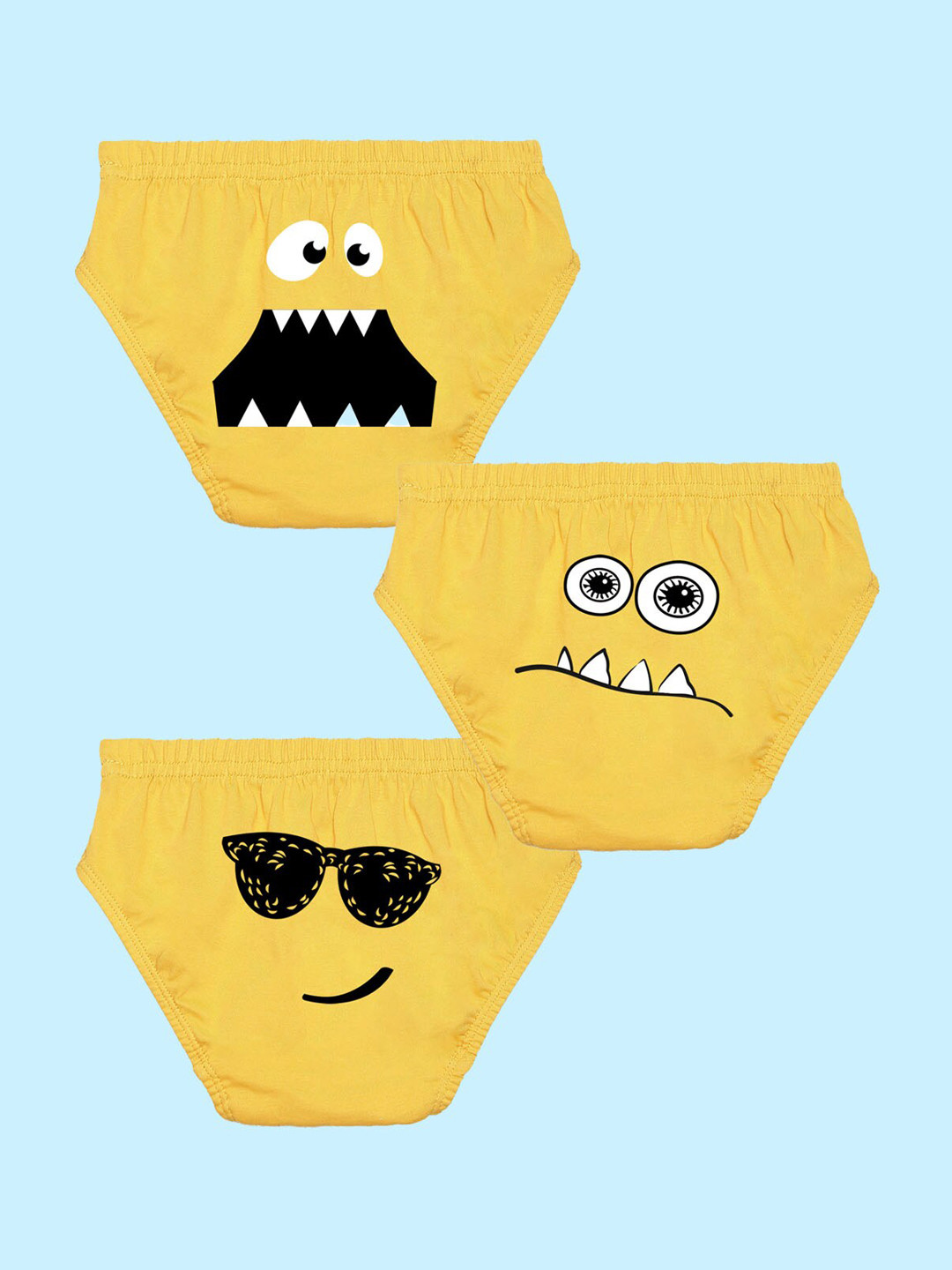 NUSYL Boys Pack Of 3 Printed Pure Cotton Basic Briefs NUBCBRFPO3.0093