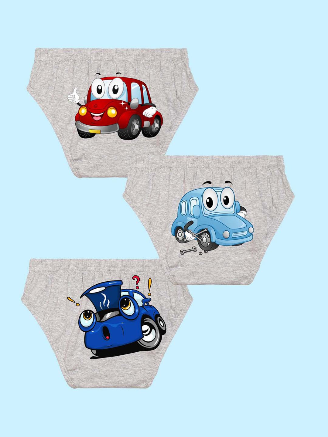 NUSYL Boys Pack Of 3 Printed Pure Cotton Briefs NUBCBRFPO3.0108