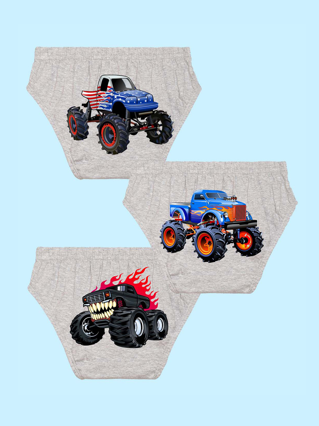 NUSYL Boys Pack Of 3 Printed Pure Cotton Basic Briefs NUBCBRFPO3.0102