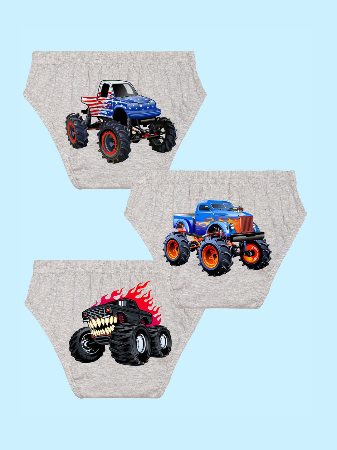 NUSYL Boys Pack Of 3 Printed Pure Cotton Basic Briefs NUBCBRFPO3.0102