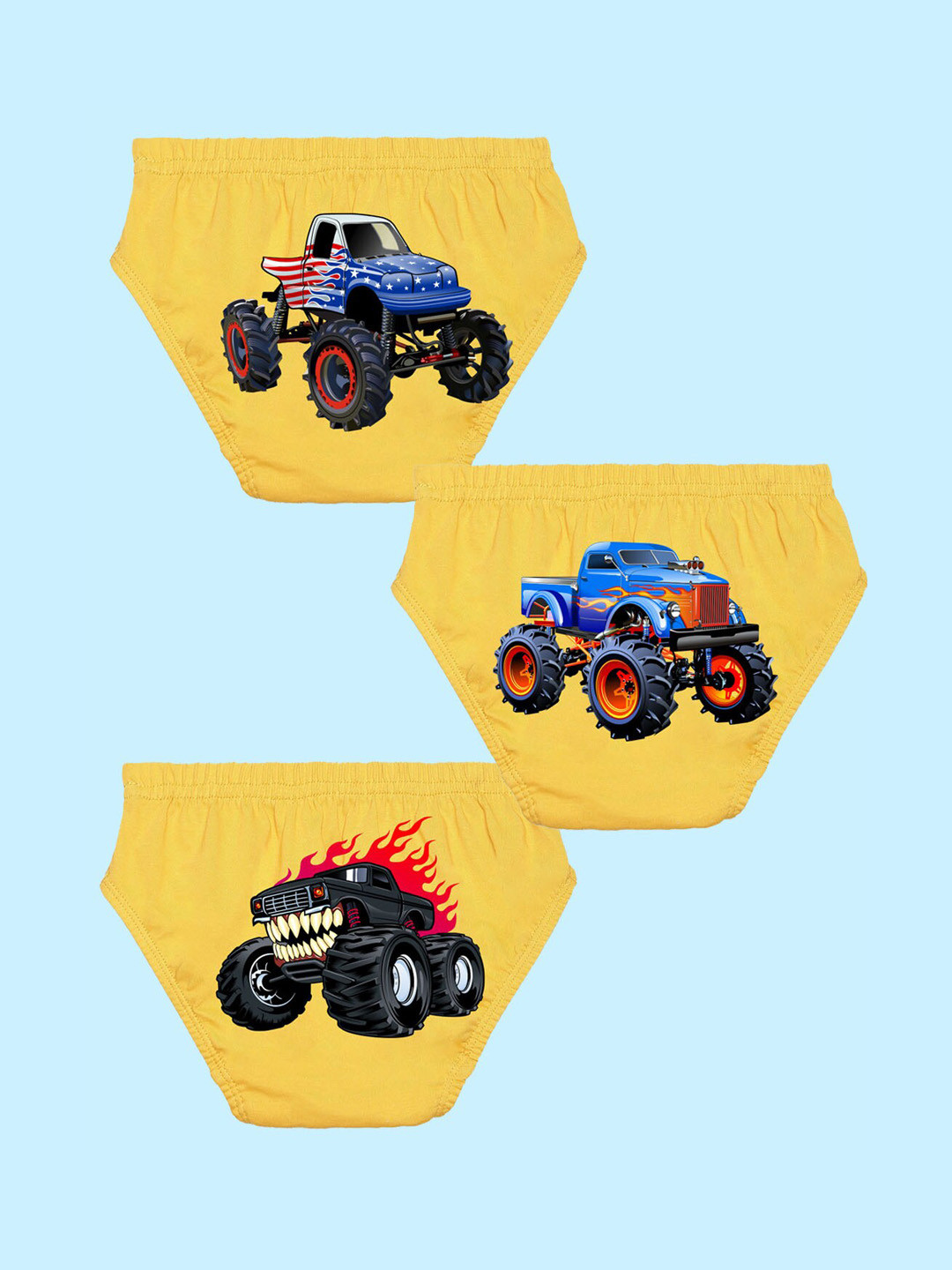 NUSYL Boys Pack Of 3 Printed Pure Cotton Basic Briefs NUBCBRFPO3.0101