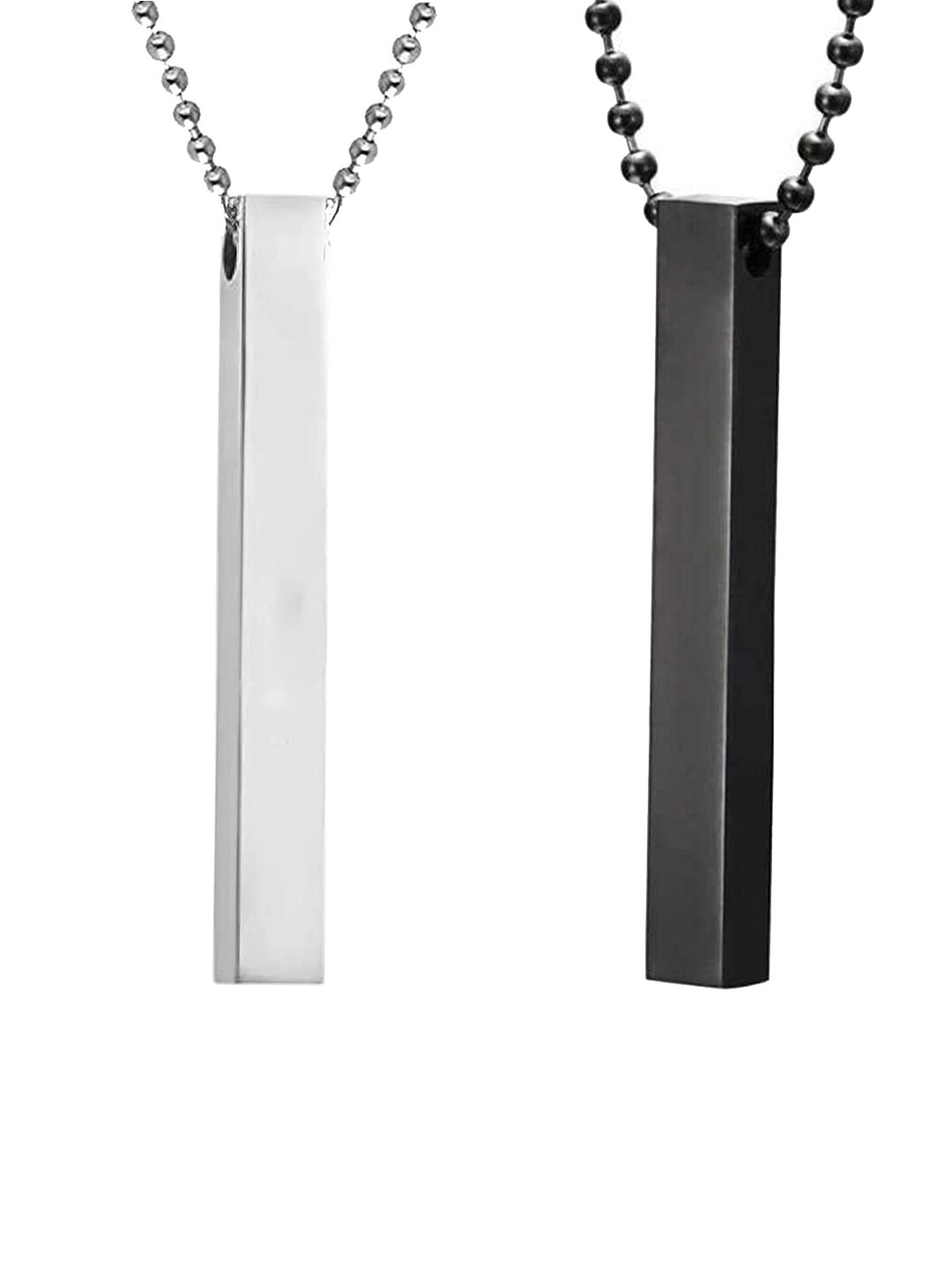 OOMPH Men Set Of 2 Silver Plated Stainless Steel Pendant With Chain