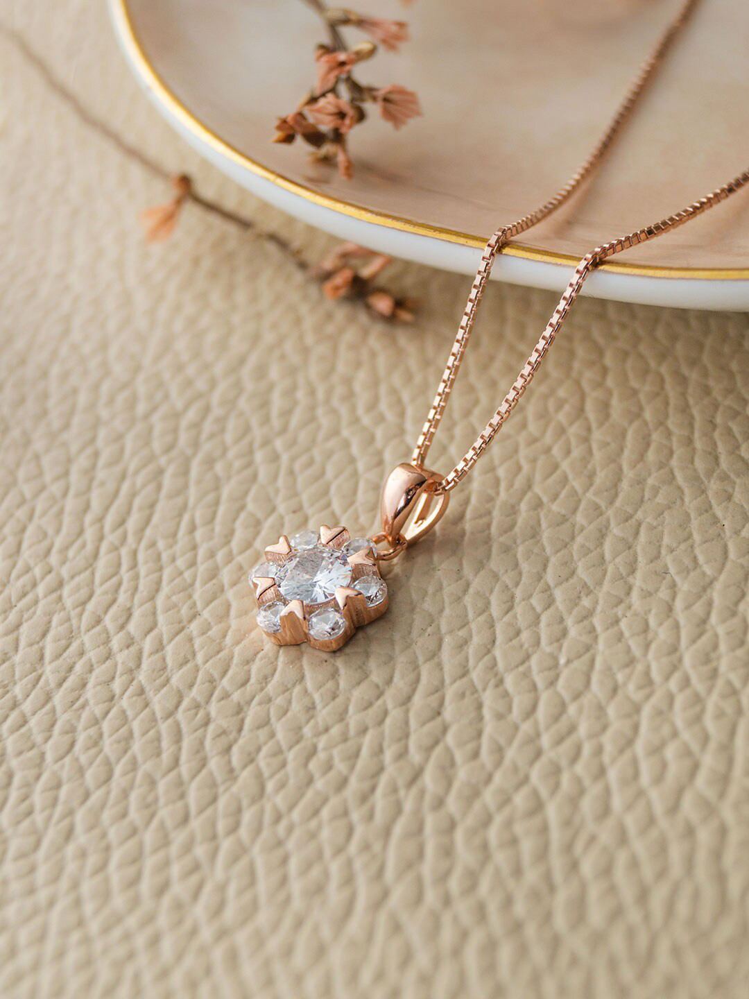 MANNASH Sterling Silver Rose Gold-Plated Handcrafted Necklace