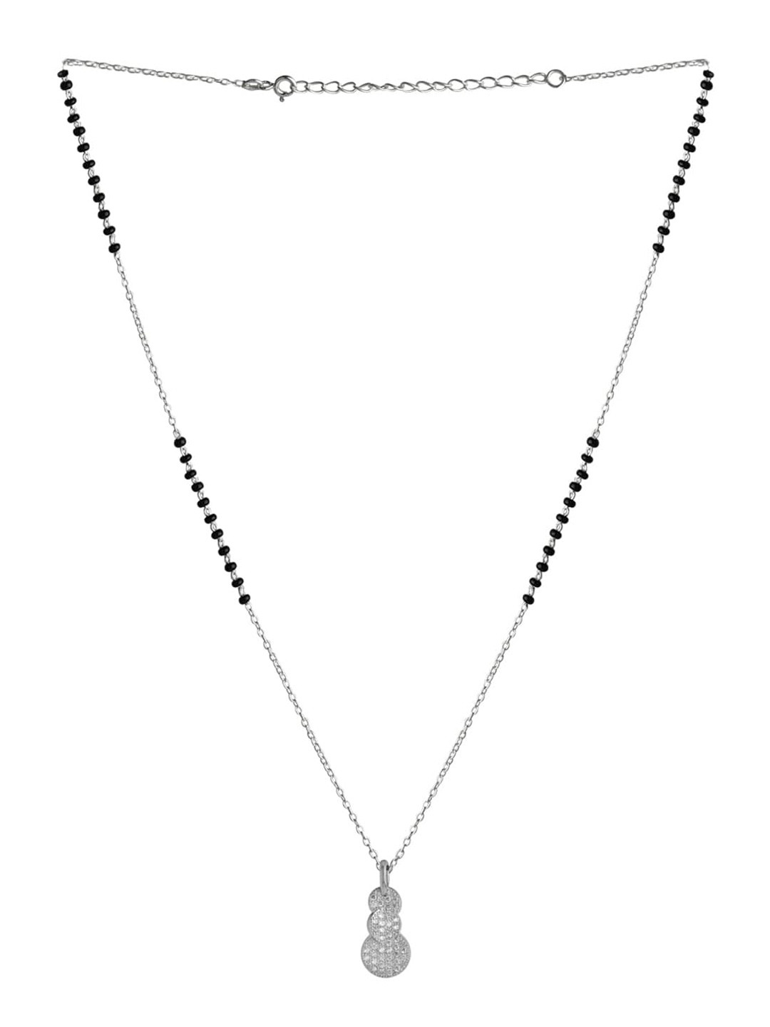 Abhooshan Pure 925 Silver Stone Studded Modern Mangalsutra