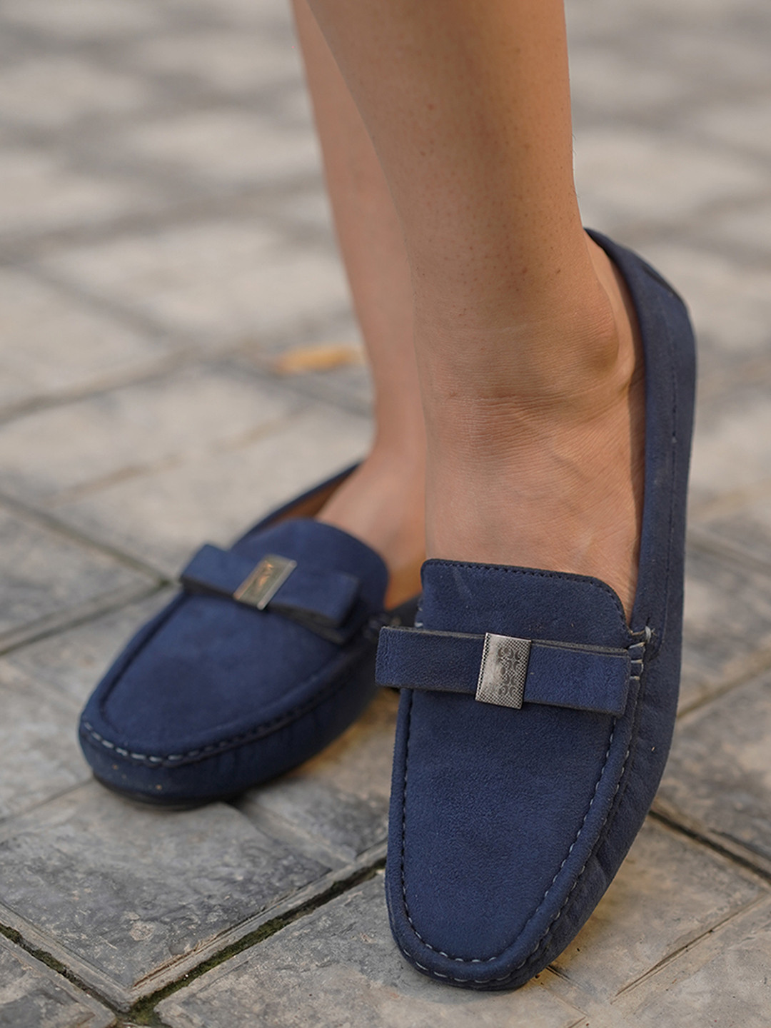 yoho Women Bliss Comfort Insole Basics Anti-Skid Sole Penny Loafers With Bows