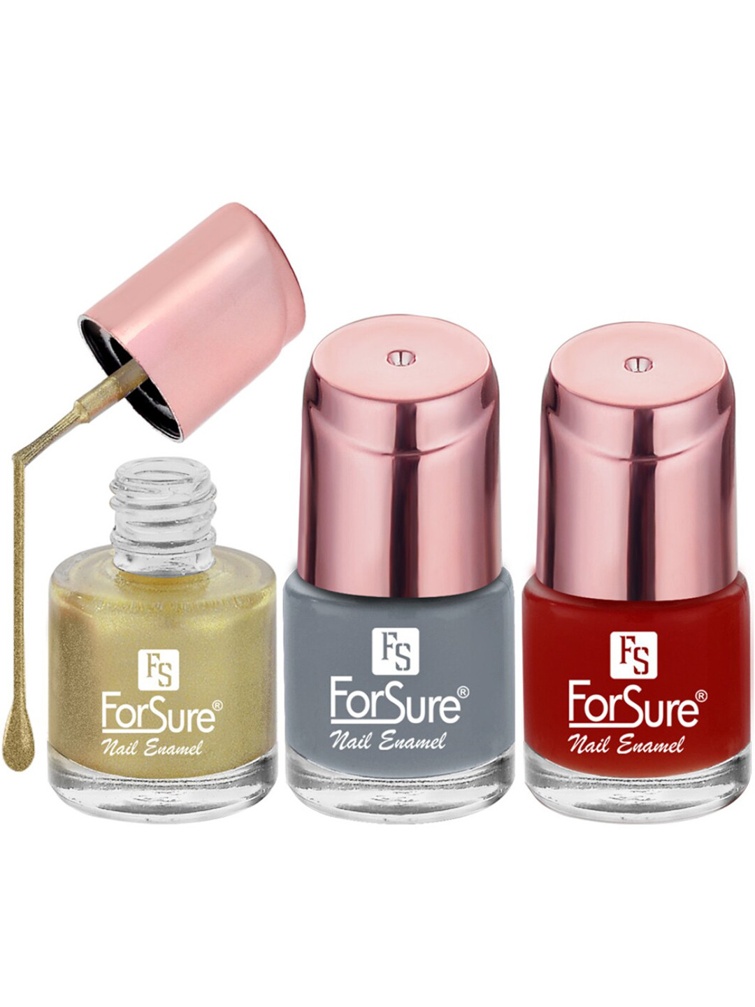 ForSure Set of 3 Quick-Dry Long-Lasting Nail Paint - 8ml each